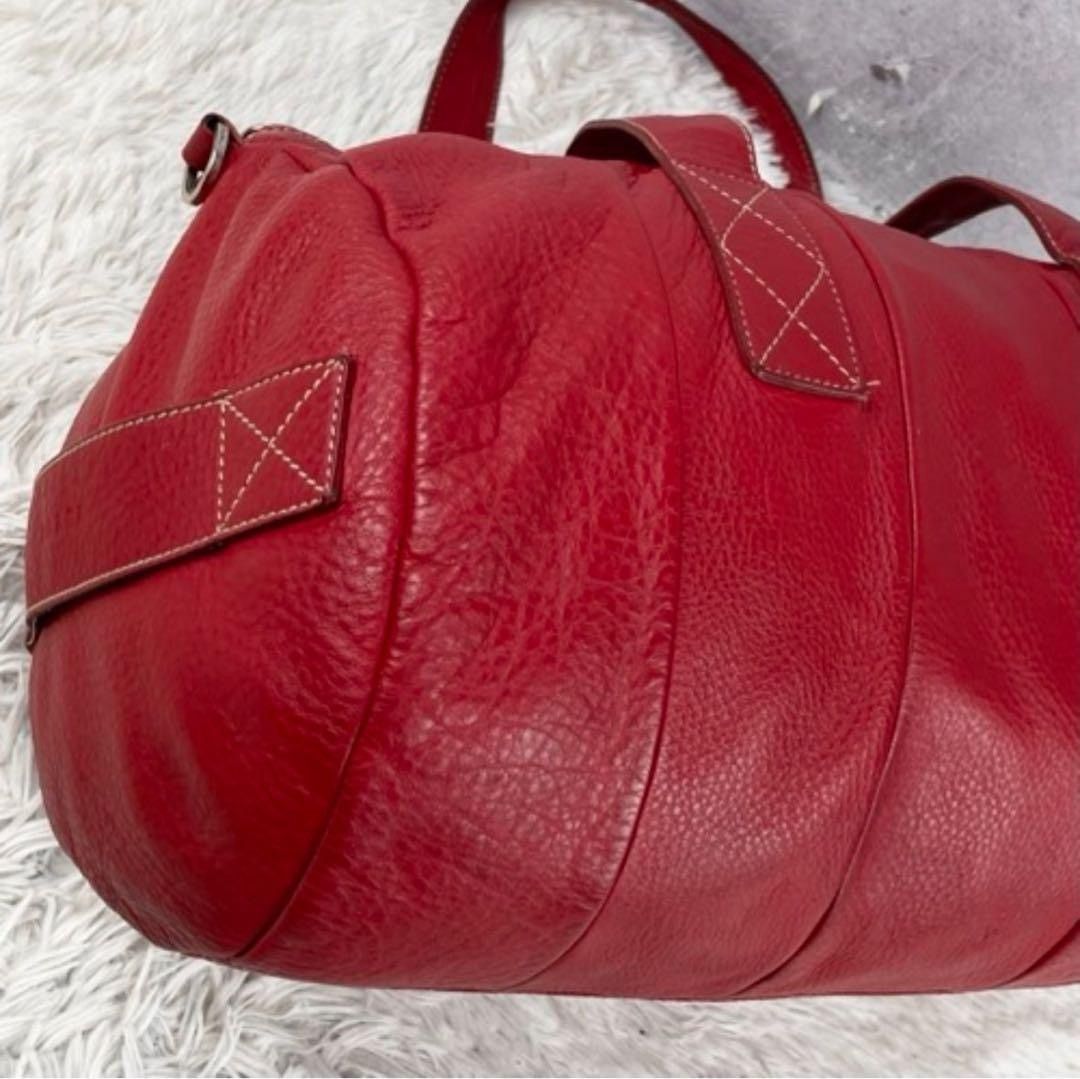 Prada Prada Vitello Daino Red Leather Barrel Duffle Bag Size ONE SIZE - 2 Thumbnail