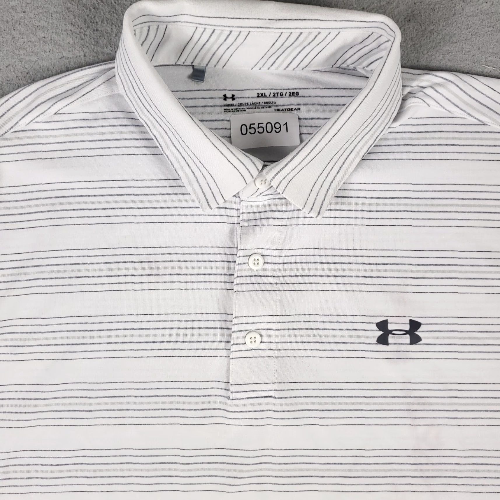 Under Armour Under Armour Polo Shirt Mens 2XL White Striped Golf Short Sleeve Polo Shirt Womens? Size US XXL / EU 58 / 5 - 2 Thumbnail