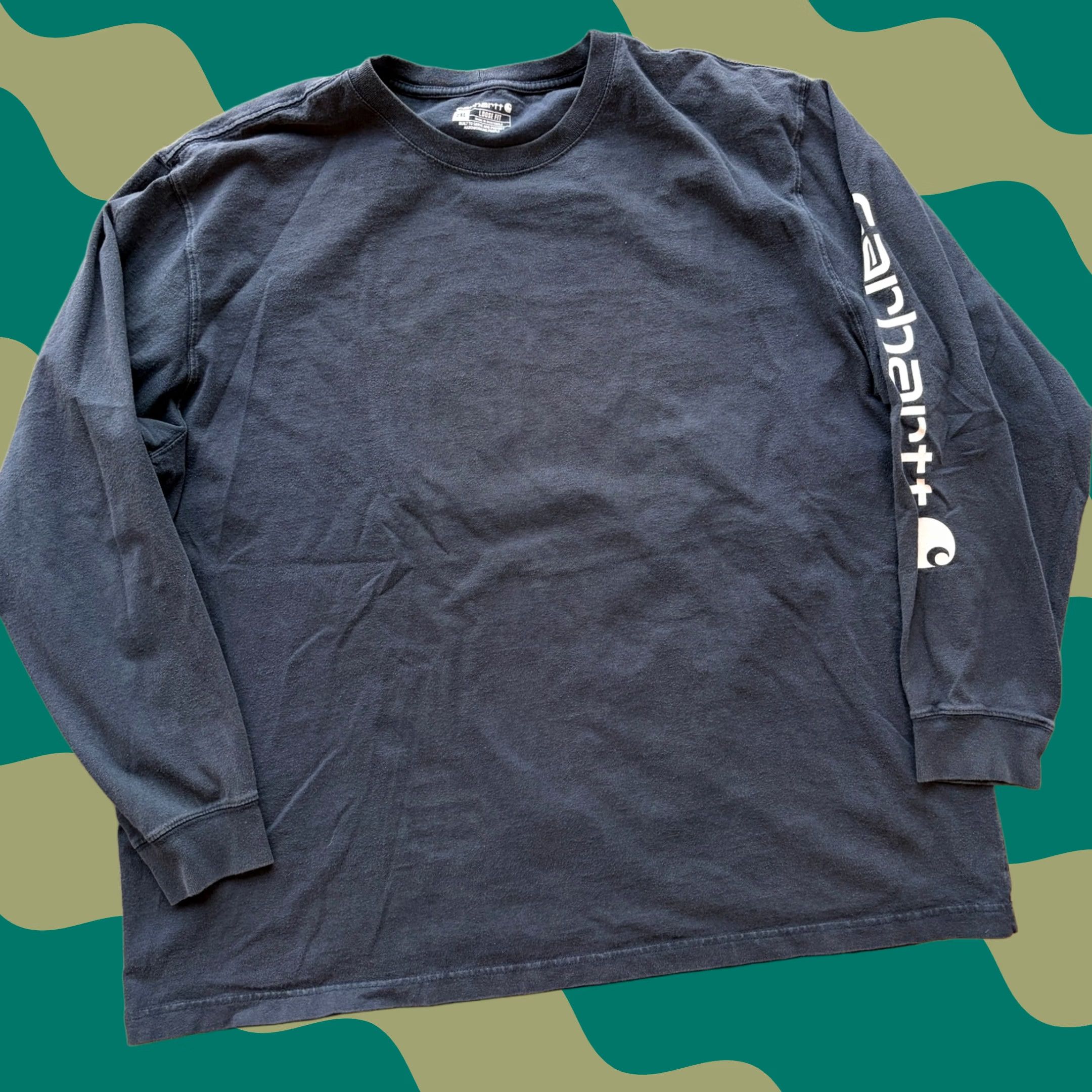Carhartt VINTAGE Carhartt Workwear Longsleeve Graphic Tee Mens 2XL Navy Blue Shirt Size US XXL / EU 58 / 5 - 1 Thumbnail