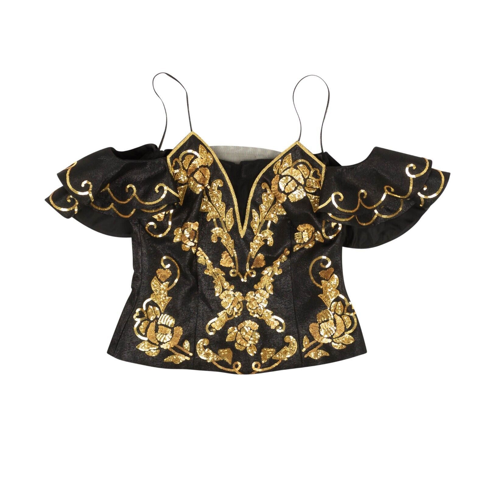 image of Moschino Couture Black Sequin Embroidered Top Size 2/38, Women's