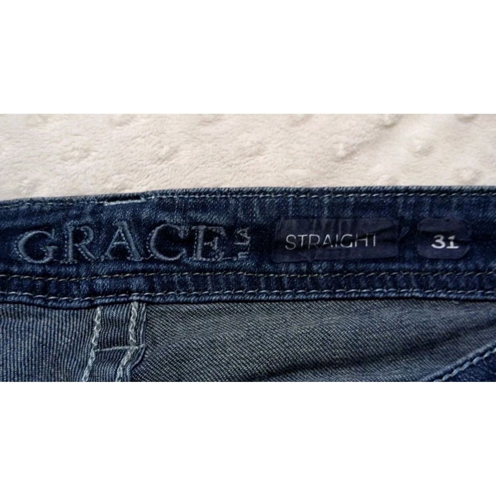 Grace in LA Grace In LA Jeans Women Straight 5-Pocket Denim Blue 31x32 Regular Size Cotton Blend Embroidered Rise Mid Vintage: No Mens Womens Girls Size 24" / US 00 / IT 34 - 5 Thumbnail