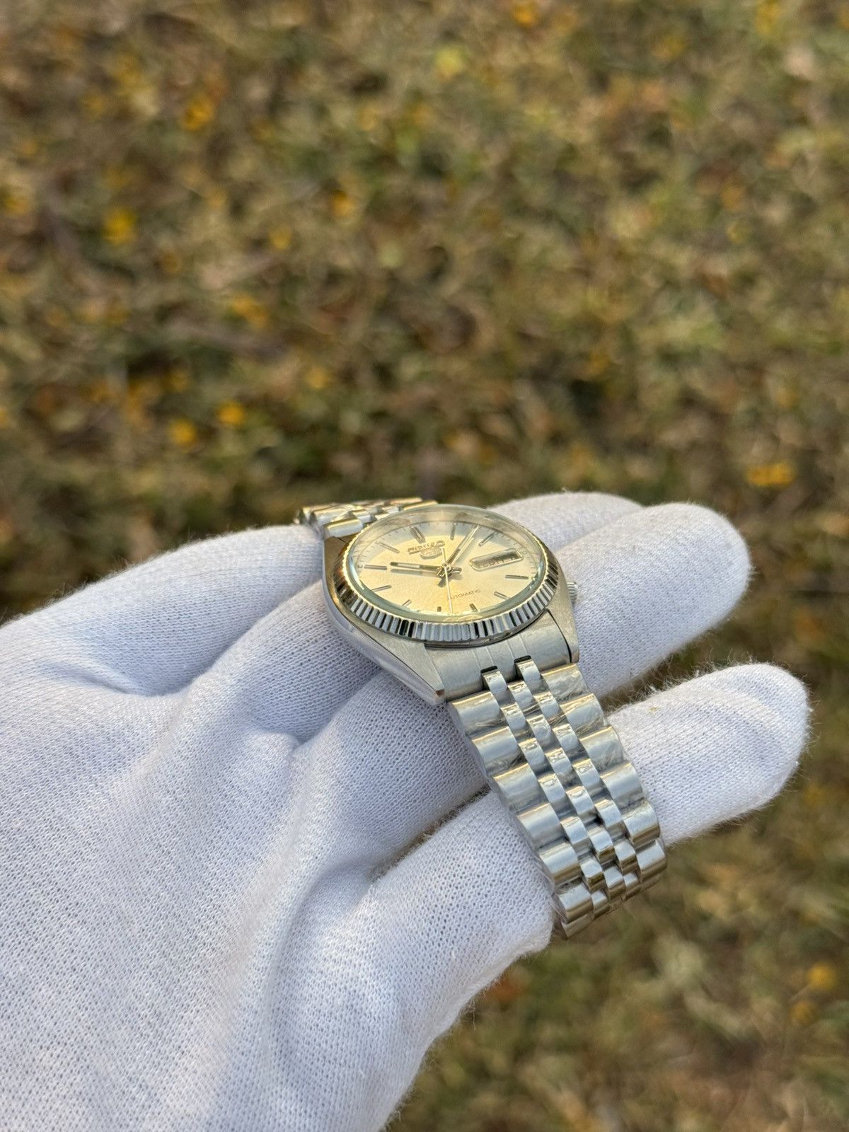 Seiko seiko 5 silver dial SNXJ automatic 7009-3110 Japan Made Size 36 - 4 Thumbnail