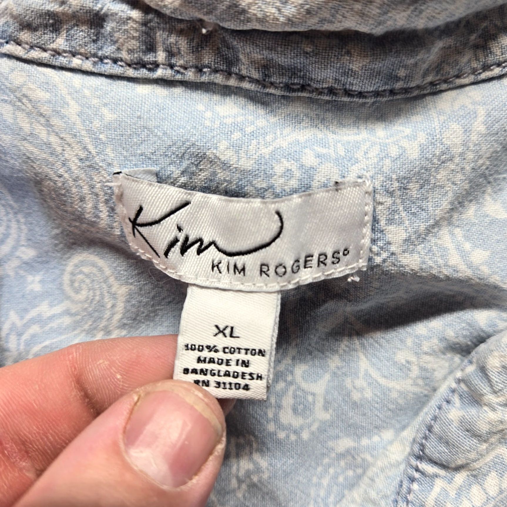 Vintage Kim Rogers Shirt Blue Paisley Button-Up Adult XL Women Size XL / US 12-14 / IT 48-50 - 3 Thumbnail