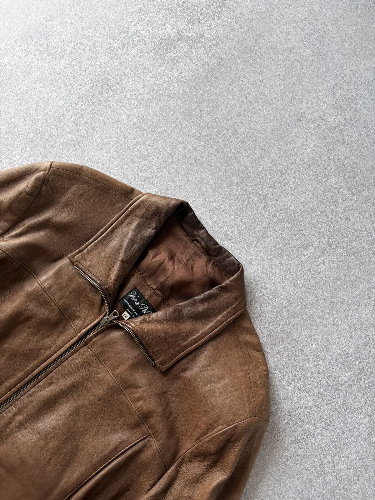 Vera Pelle VTG Vera Pelle Leather Zip Brown Jacket Straps Antique Style Size US XL / EU 56 / 4 - 9 Thumbnail