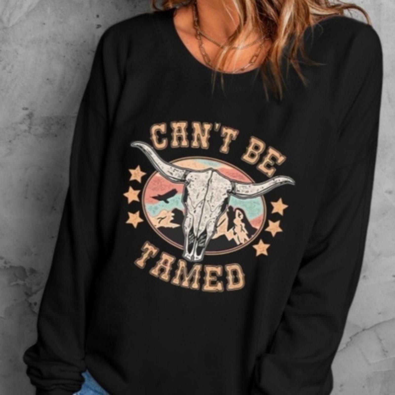 Designer Cowboy Crewneck Wester Style Sweatshirt NWT Size L / US 10 / IT 46 - 1 Thumbnail