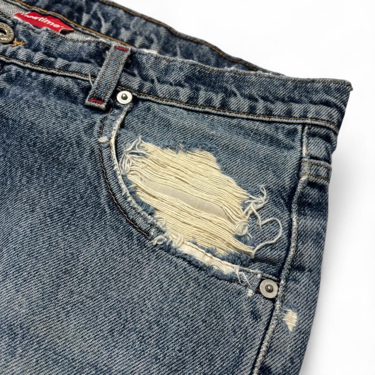 Vintage Vintage 90s Midwash Faded Distressed Blue Denim Jorts Shorts Size US 36 / EU 52 - 4 Thumbnail