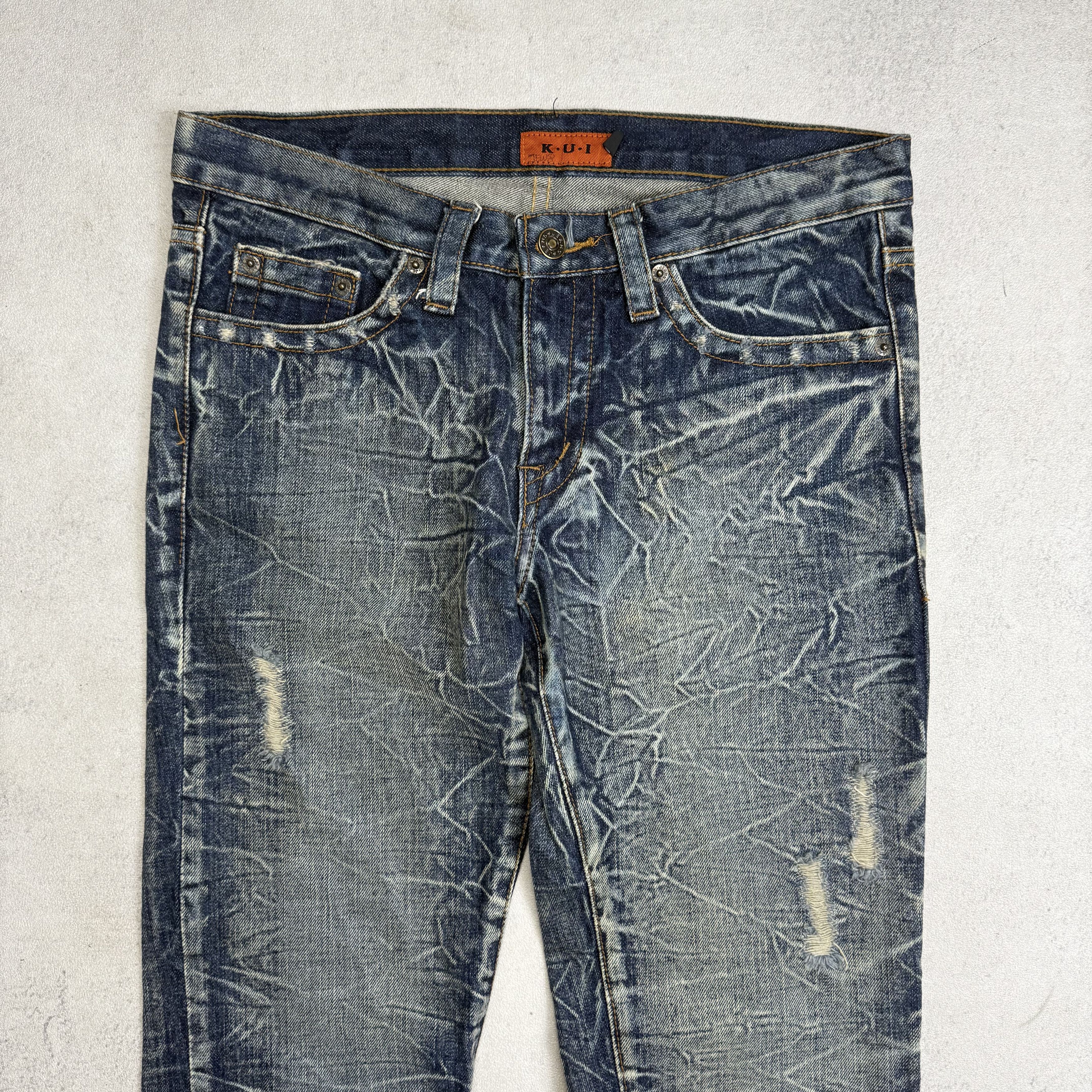 Japanese Brand KUI Distressed Whiskers Flare Jeans Size US 30 / EU 46 - 4 Thumbnail