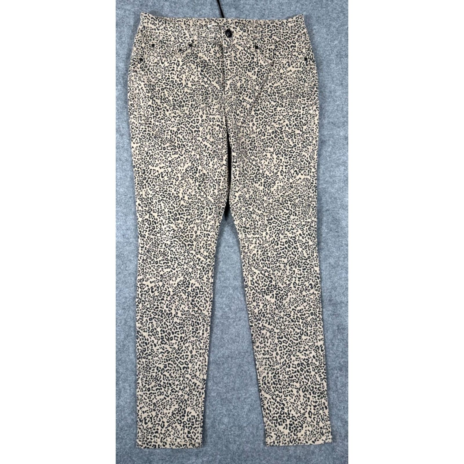 Vintage VINTAGE Seven7 Tummyless Skinny Jeans Womens 12 Beige Leopard Print High Rise Denim NWT Size 34" / US 12 / IT 48 - 3 Thumbnail