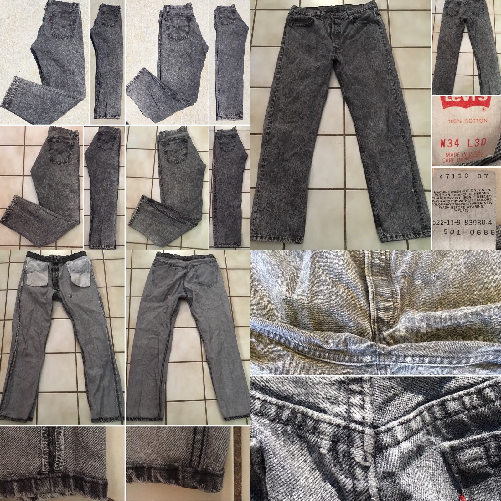 Vintage VINTAGE Levi’s 501 Jeans Button Fly Black Acid Wash USA 34 30 Measure 33 30 Denim Jeans 1980s Levis Mens Women Size US 33 - 8 Thumbnail