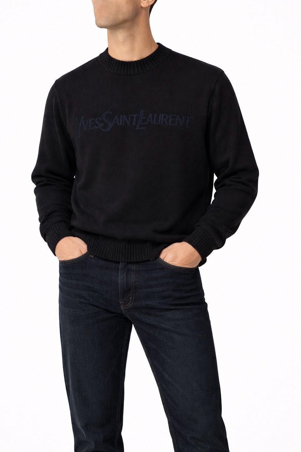Yves Saint Laurent Yves Saint Laurent YSL Knitted Sweater Big Logo Vintage Size US L / EU 52-54 / 3 - 1 Thumbnail
