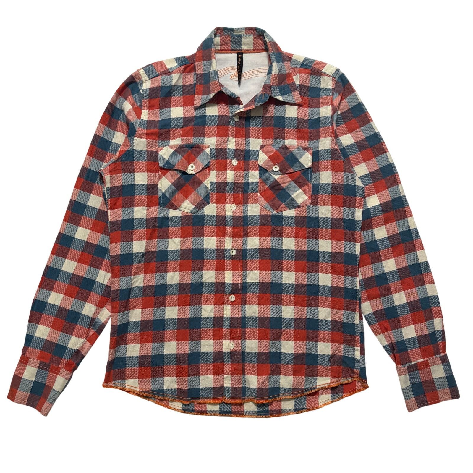 Nudie Jeans Nudie Jeans Co. Windowpane Plaid Button Up Shirt Blue Red S Size US S / EU 44-46 / 1 - 1 Thumbnail