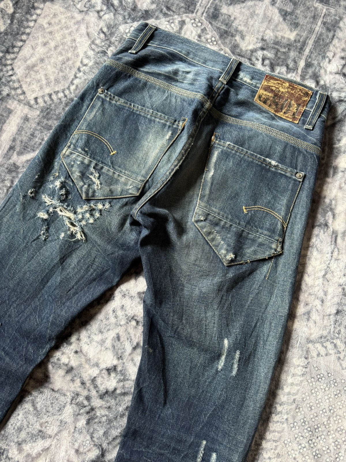 G-Star G Star Raw Distressed Radar Slim Stacked Jeans Size US 28 / EU 44 - 13 Thumbnail