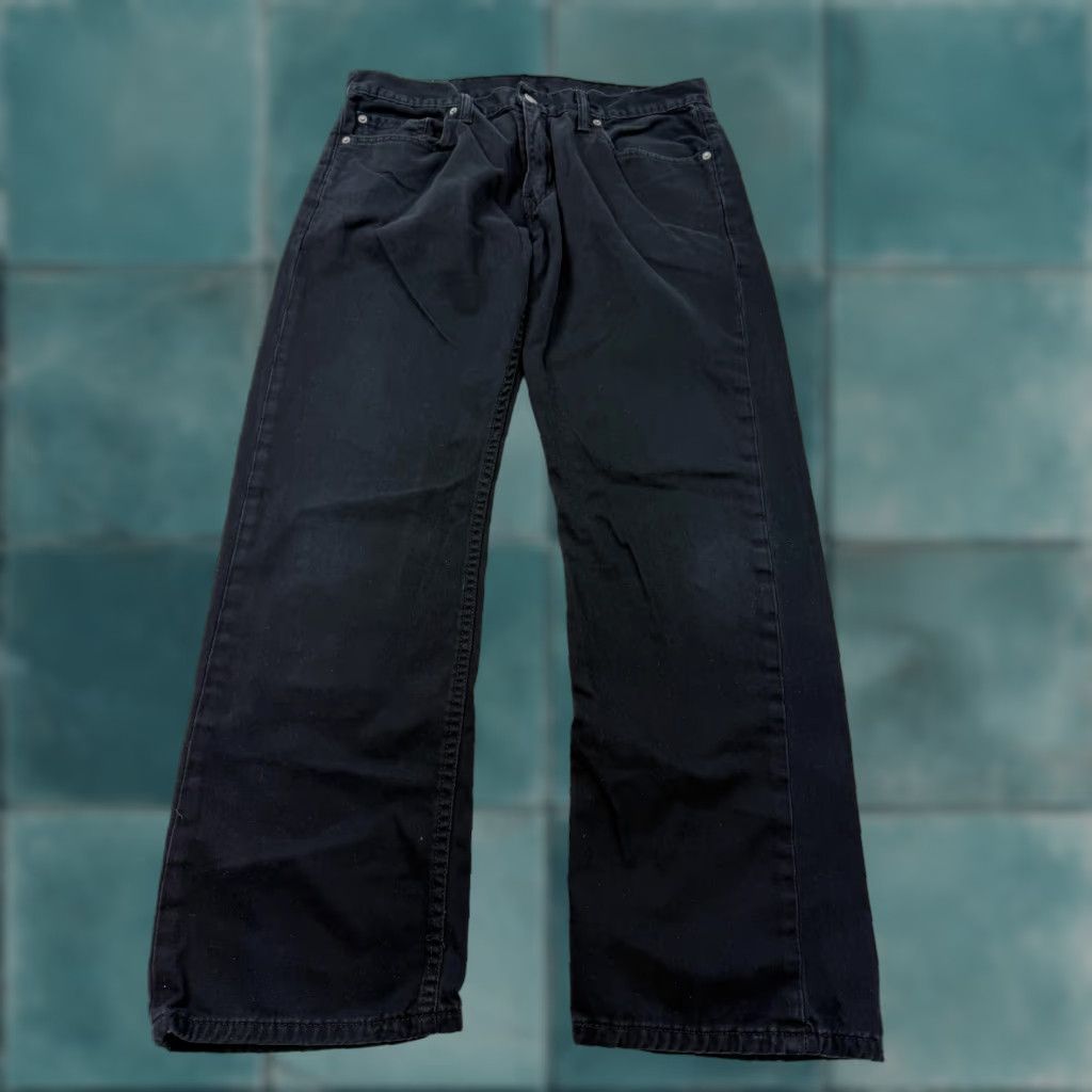 Levi's Levi's 514 Jeans Mens 32x28 Black Denim Straight Leg Adjustable Waist Strap Size US 32 / EU 48 - 1 Thumbnail