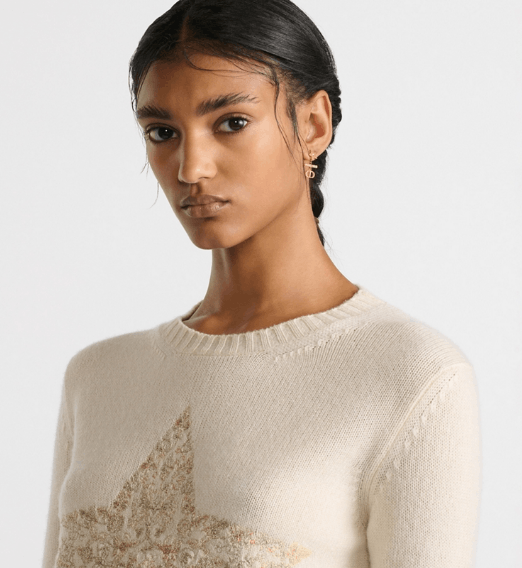 Dior o1w1db10326 514S57 Embroidered Sweater in Ecru/Gold Size M / US 6-8 / IT 42-44 - 6 Thumbnail