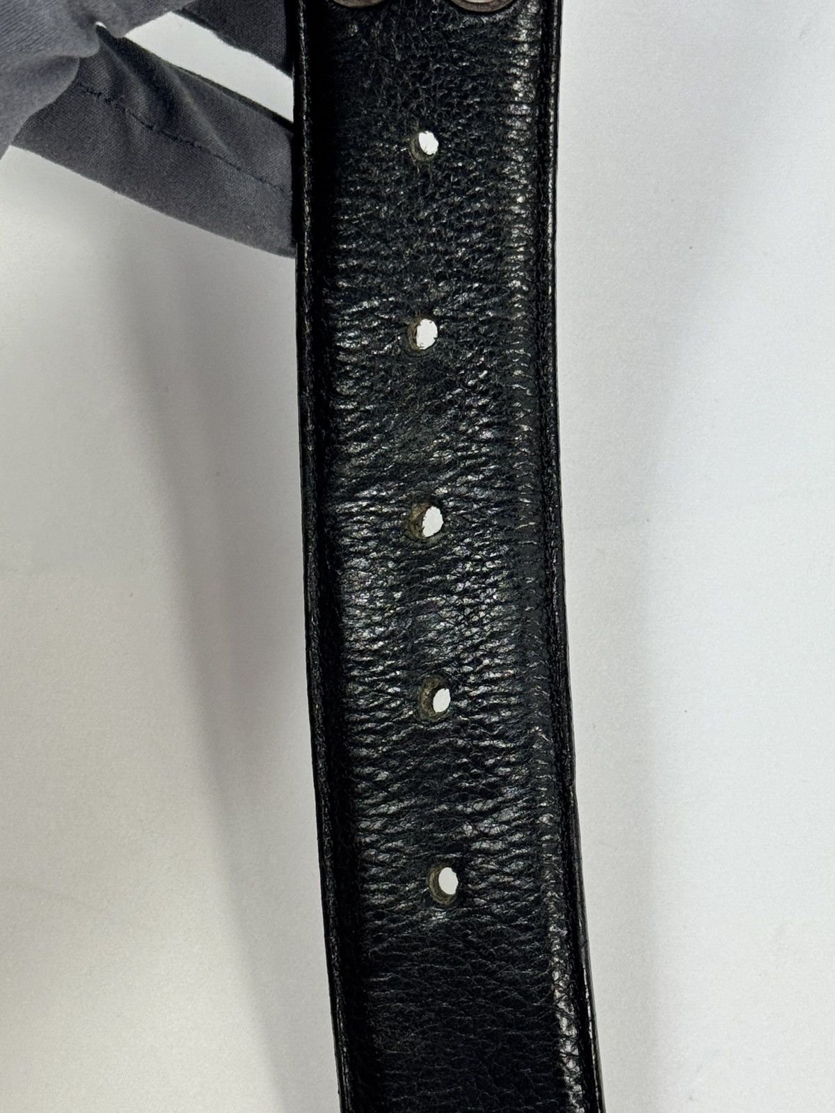 Chrome Hearts DOUBLE STUD STERLING SILVER LEATHER BELT *RARE* Size 36 - 9 Thumbnail
