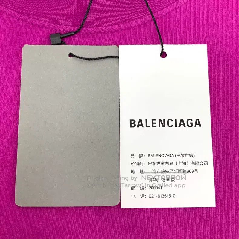 Balenciaga Balenciaga Purple Logo Letter Cotton Round Neck Short Slee Size US M / EU 48-50 / 2 - 6 Thumbnail