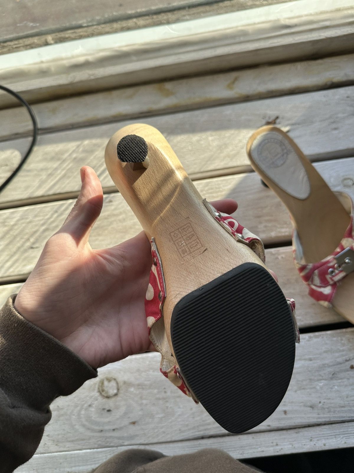 Emporio Armani × Vintage 🚨Vintage Emporio Armani Heels Shoes wood rare AVANT GARDE Size US 8 / IT 38 - 7 Thumbnail