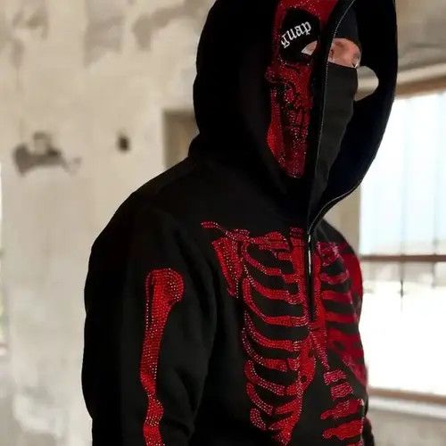 Rhinestone skeleton zip up hoodie hotsell