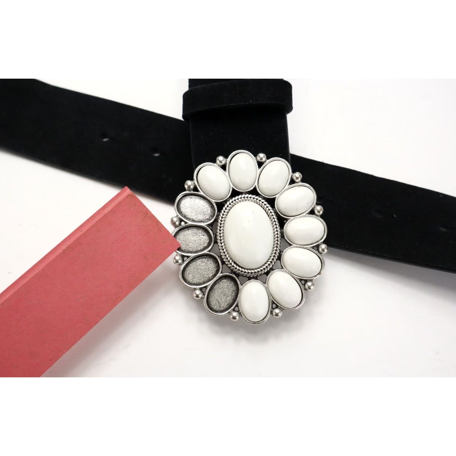Maje MAJE Belt Women's MEDIUM Leather Press Stud Metal Buckle Black Belt Size ONE SIZE - 7 Thumbnail