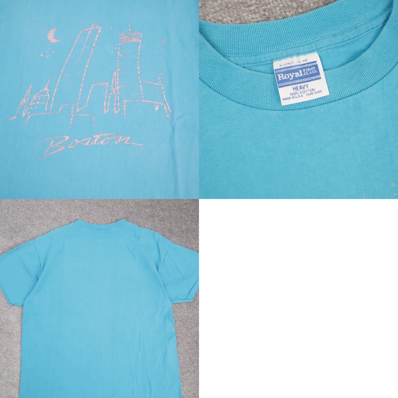 Vintage VINTAGE 80s Boston Massachusetts USA XL Blue Short Sleeve T-Shirt Mens Size US XL / EU 56 / 4 - 8 Thumbnail