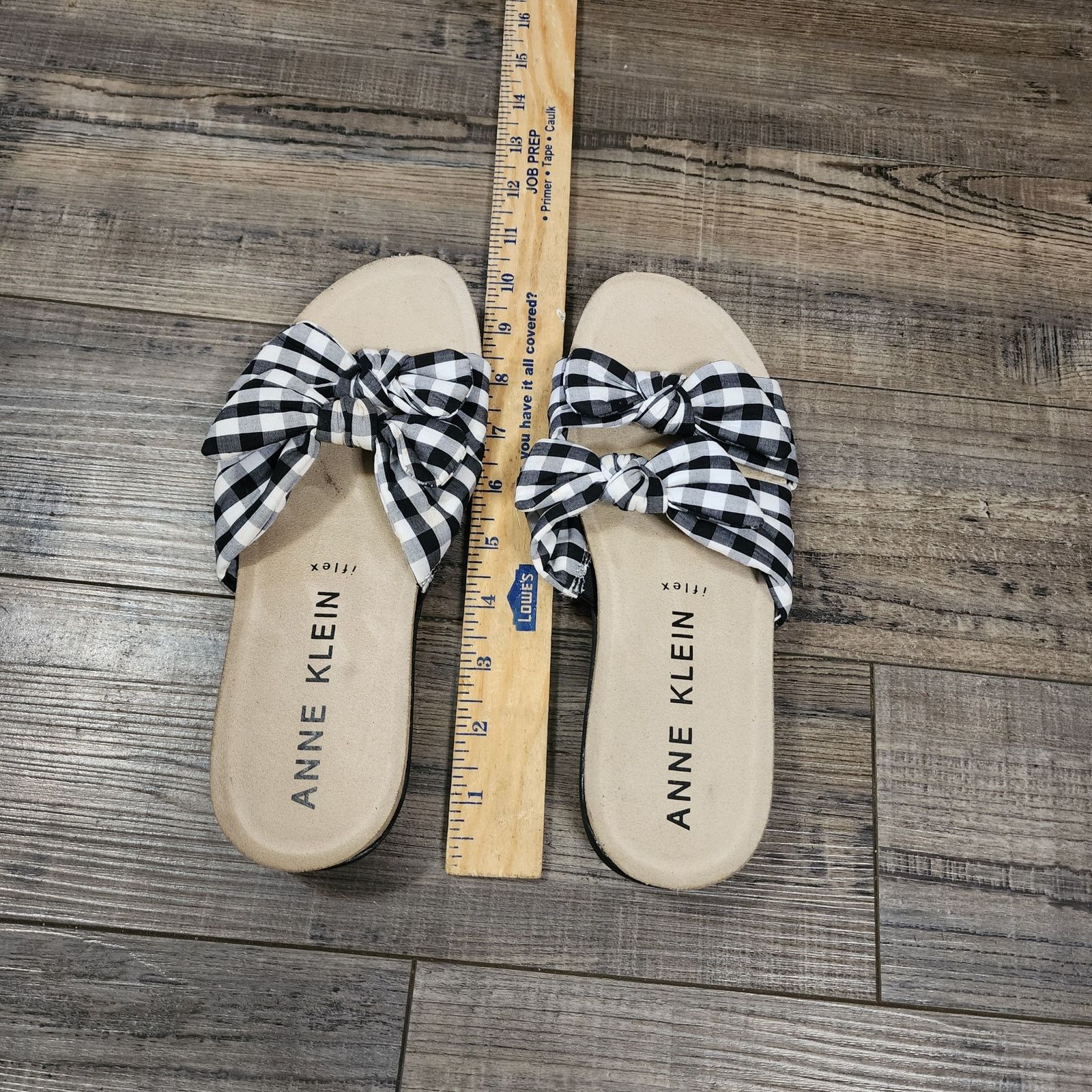 Anne Klein Anne Klein black white plaid sandals shoes womens size 7 SH3 Size US 7 / IT 37 - 2 Thumbnail