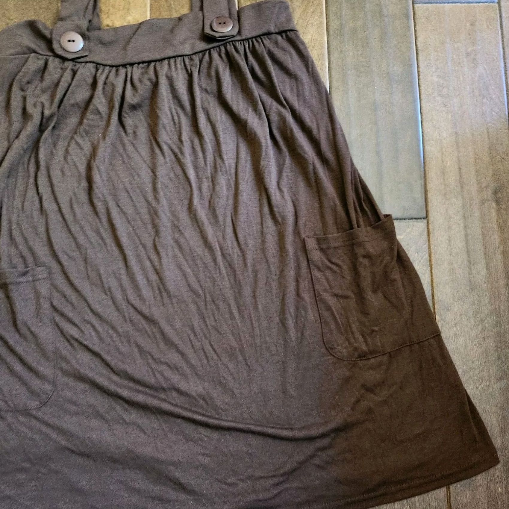 Vintage JFW Just For Wraps Women's Brown Pocket Jumper Dress L Knee Length Solid Sleeveless Button Closure Potable Birthday? Size L / US 10 / IT 46 - 4 Thumbnail