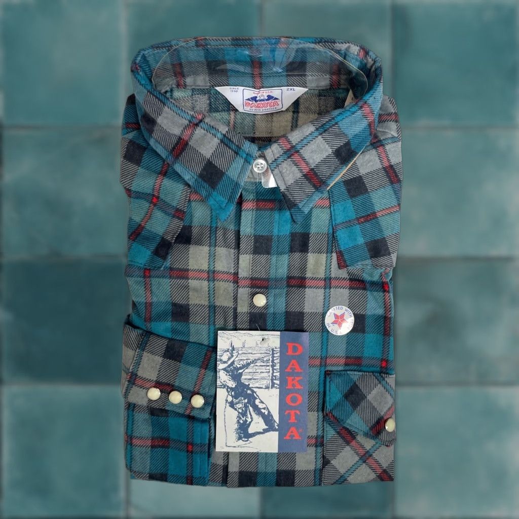 Vintage VINTAGE Five Brother Dakota Plaid Flannel Shirt Mens 2XL NWT USA Made Shirt Mens 2XL Plaid USA Pearlized Snaps Blue Cotton Flannel 80s Western Shirt Size US XXL / EU 58 / 5 - 1 Thumbnail