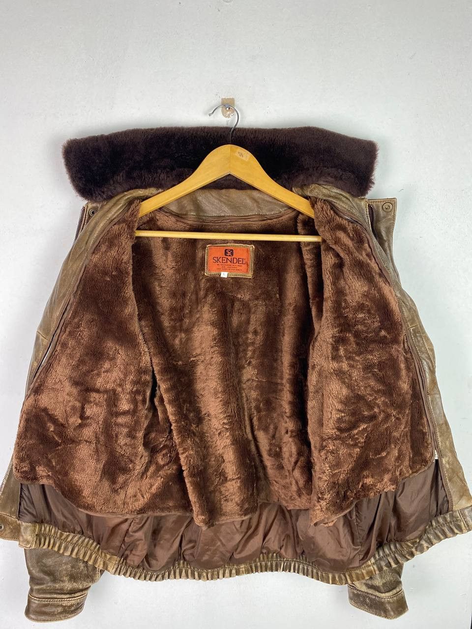 Vintage vintage skendel leather jacket used looked fur lining Size US L / EU 52-54 / 3 - 6 Thumbnail