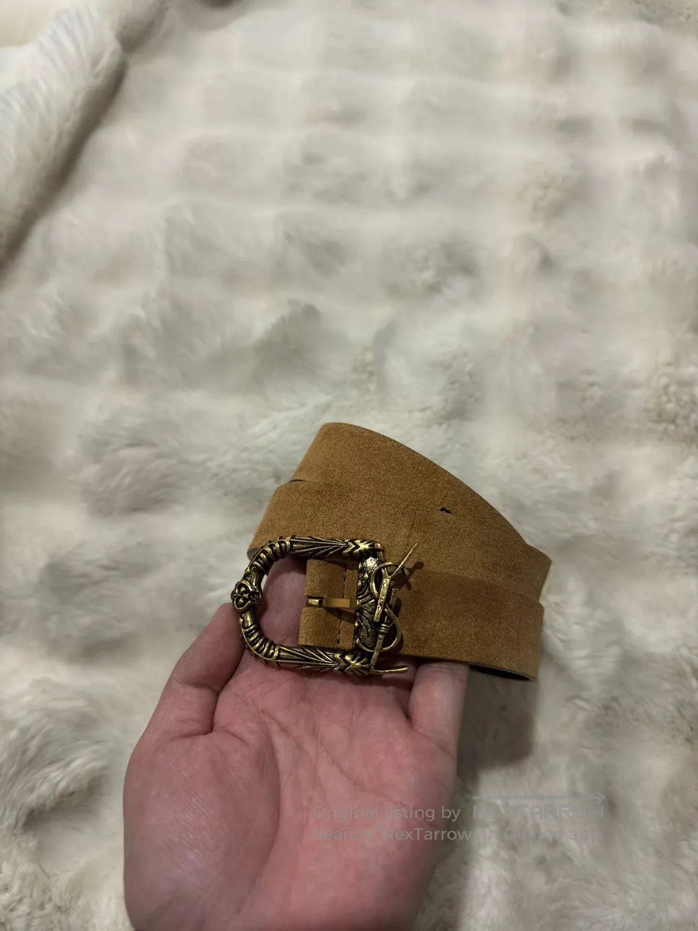 Saint Laurent Paris Saint Laurent Gold Engraved Logo Belt. Size ONE SIZE - 2 Thumbnail
