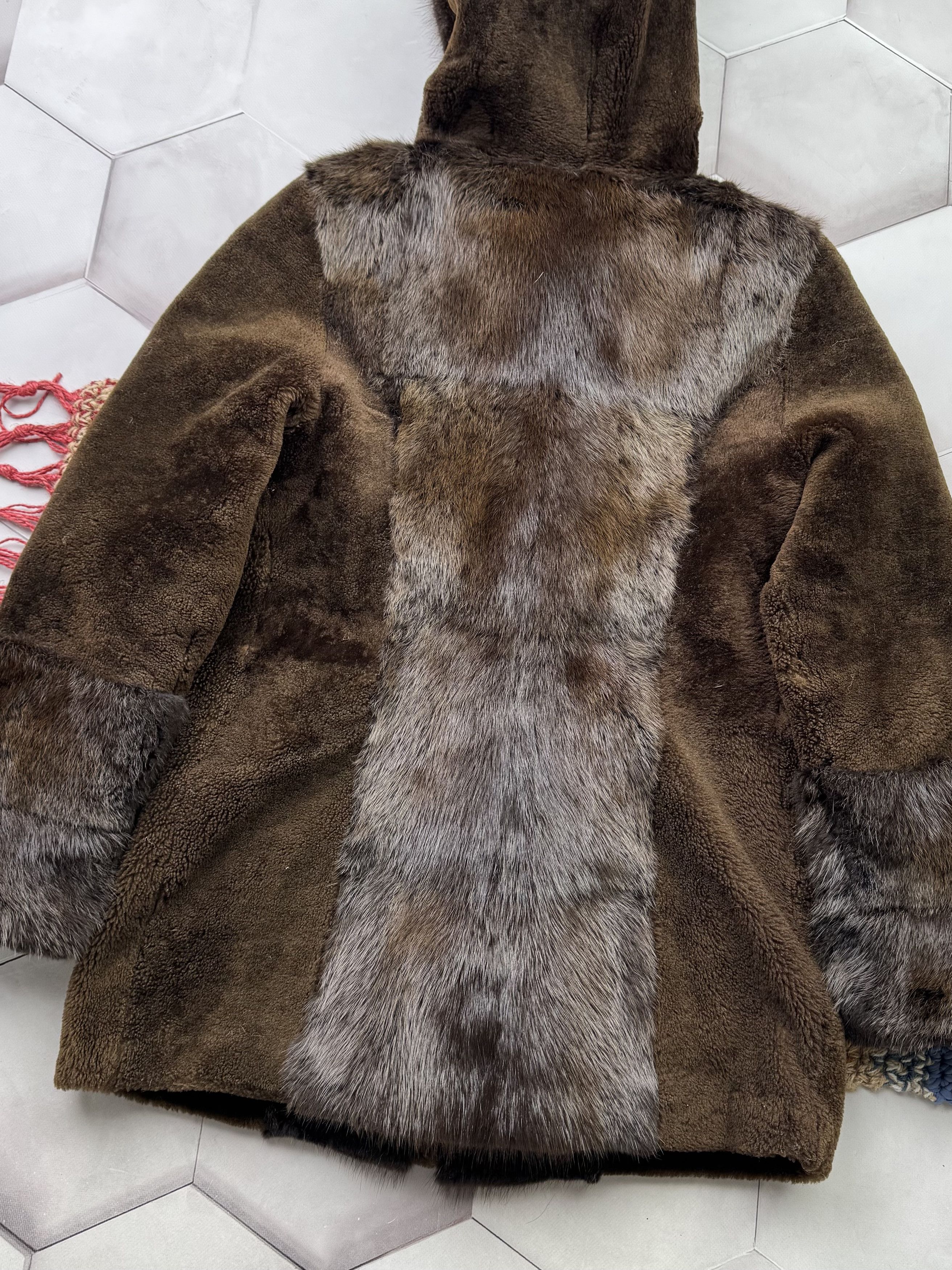 Vintage 90s Real Sheepskin Hooded Jacket With Real Fur (E4) Size M / US 6-8 / IT 42-44 - 13 Thumbnail