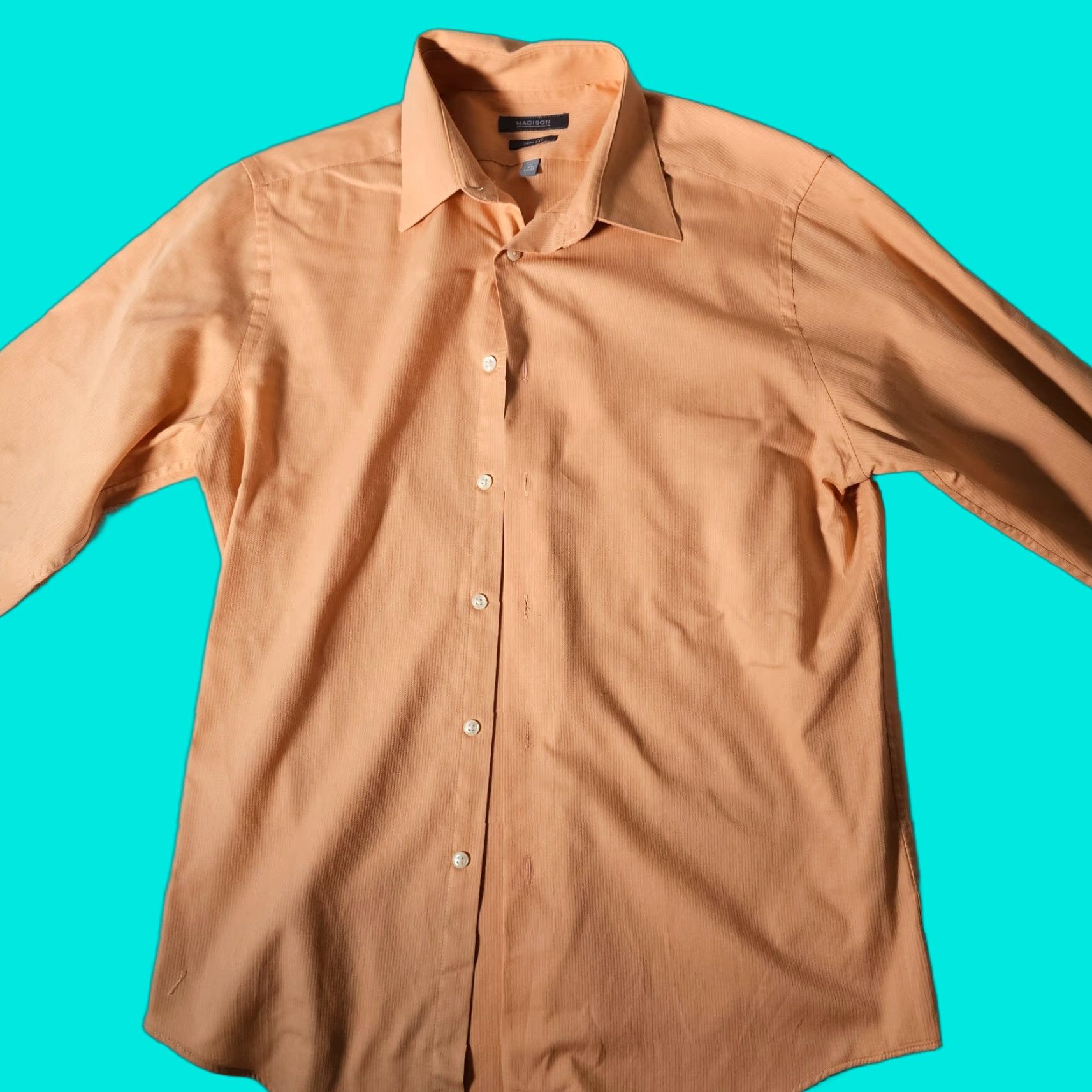 Madison Madison Dress Shirt Men's 15.5 Orange Slim Medium Button Up Collared Size US M / EU 48-50 / 2 - 1 Thumbnail