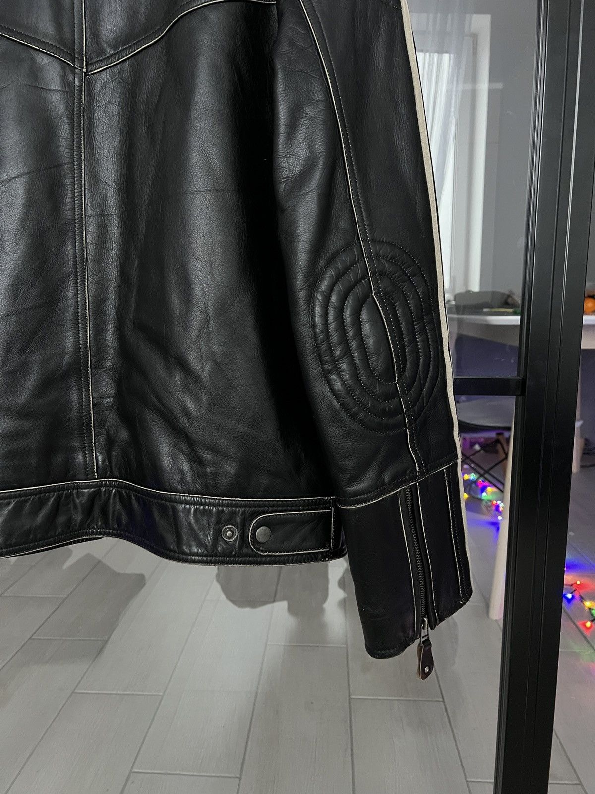 Hysteric Glamour Balenciaga x Adidas Style Cropped Stripes Leather Jacket Size US M / EU 48-50 / 2 - 8 Thumbnail