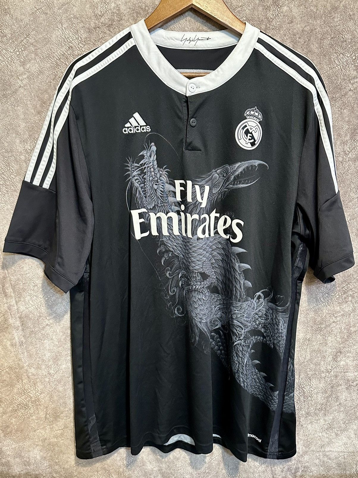 Image of Adidas Real Madrid Soccer Vintage Jersey in Black, Men's (Size 2XL)