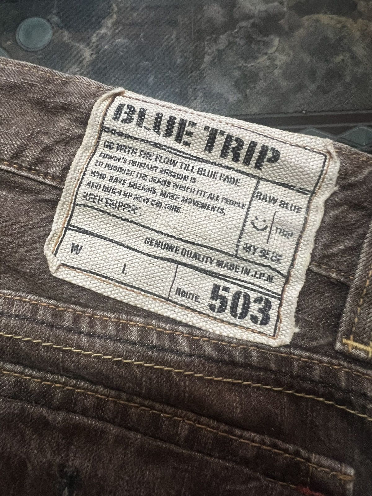 Japanese Brand × Vintage FLARED🔥EDWIN 503 BROWN FADED DISTRESSED DENIM PANT Size US 33 - 7 Thumbnail