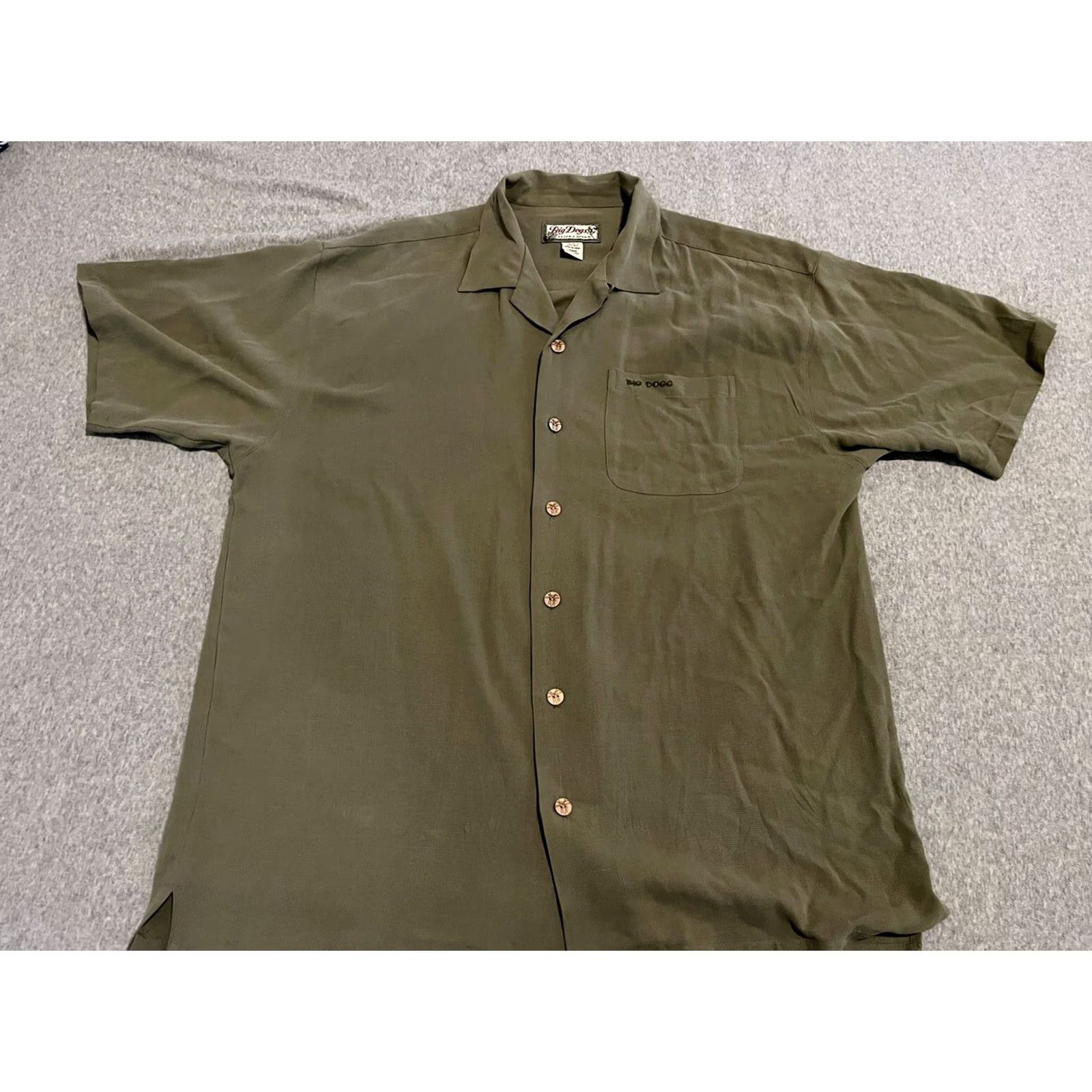 Big Dogs Big Dogs Silk Embroidered Shirt Just Do It Tomorrow Green Hawaiian Mens L Green Silk Shirt Big Dogs Mens L Shirt Size US L / EU 52-54 / 3 - 4 Thumbnail