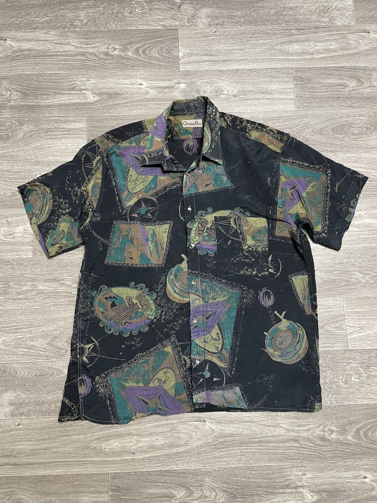 RARE Vintage 90s Christian Dior Abstract Short Sleeve Shirt