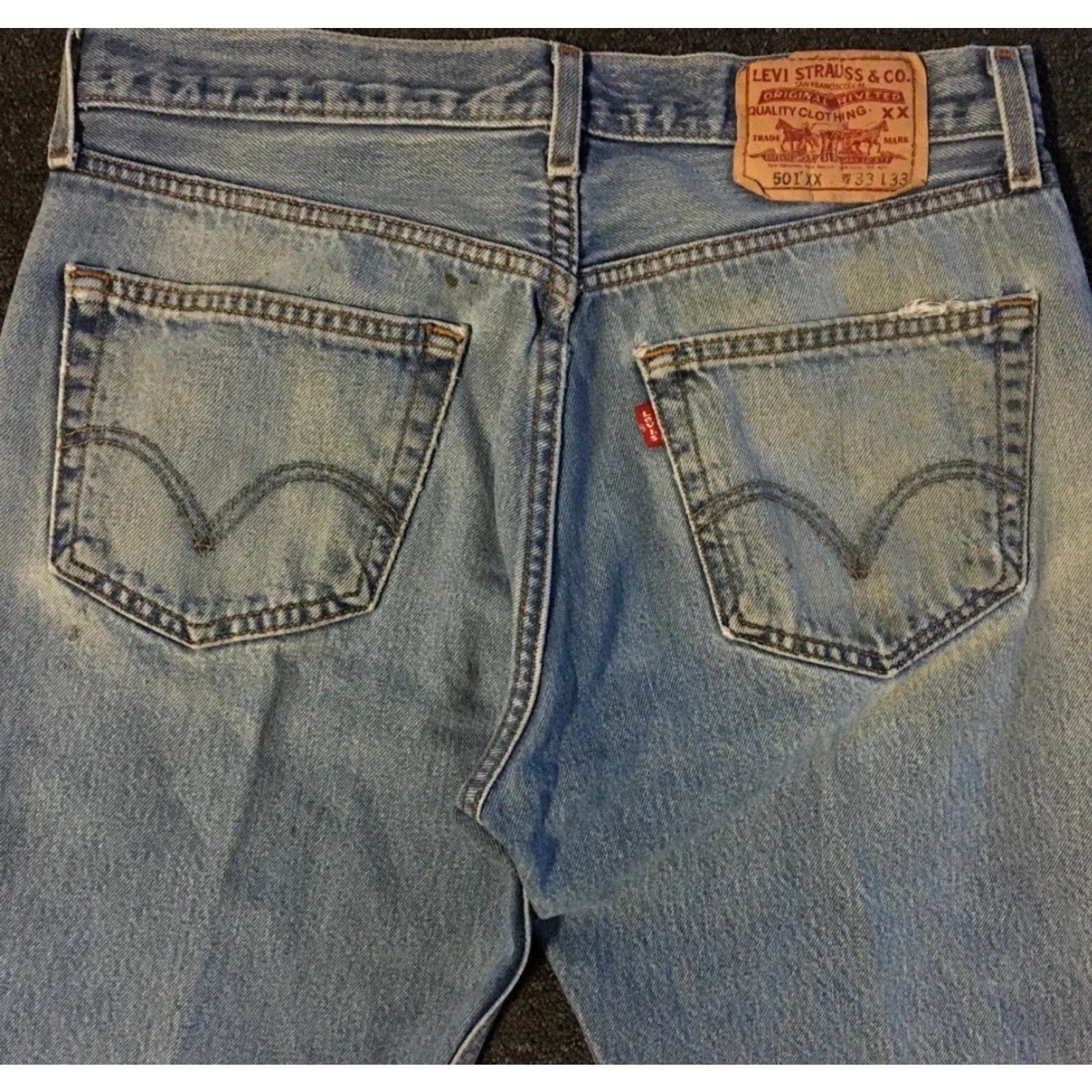Levi's VINTAGE Levi's 501 Jeans Men 31 Blue Distressed Button Fly 30 Inseam 80s 90s Grunge Punk Western Rock Biker Denim Dad Logo Straight Fashion Size US 31 - 5 Thumbnail