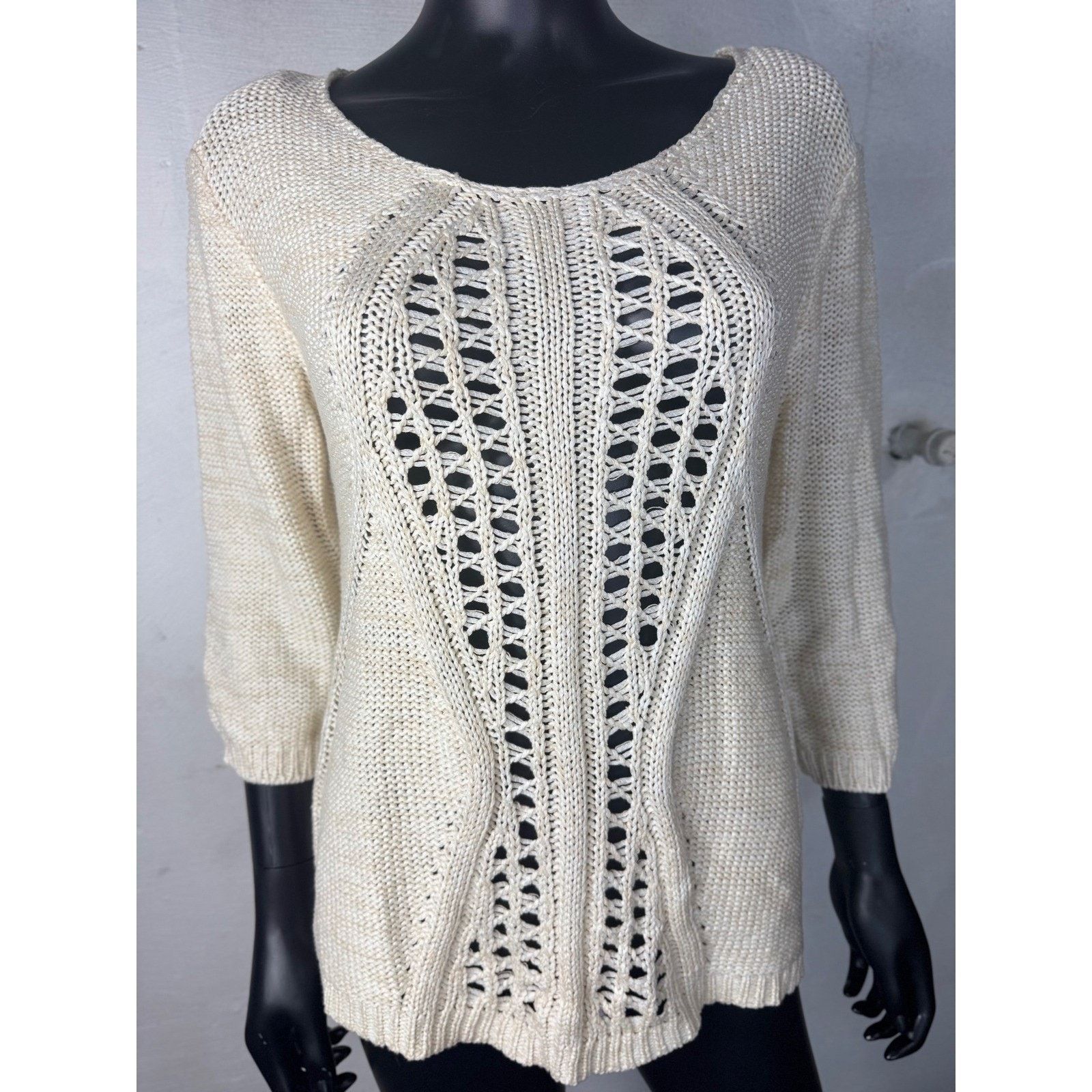 & Other Stories Avalin Knit Sweater Womens Small Cream Beige Open Weave Size S / US 4 / IT 40 - 1 Thumbnail