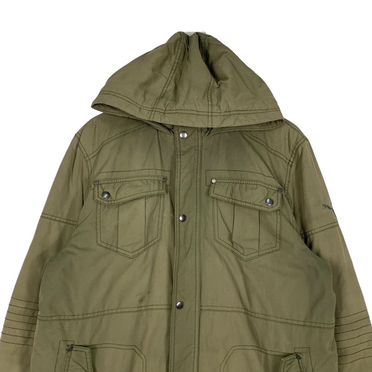 Puma PUMA Four Pocket Hooded Green Jacket #1126-C51 Size US L / EU 52-54 / 3 - 3 Thumbnail