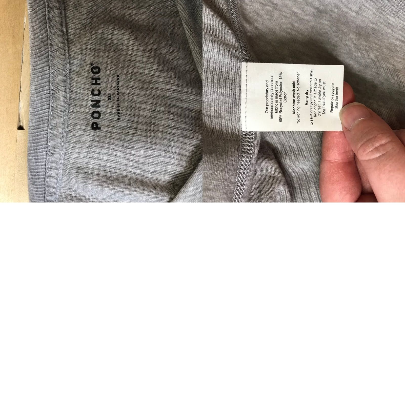 Vintage Poncho Mens XL Long Sleeve Pocket T-Shirt Heather Grey Performance Tee Size US XL / EU 56 / 4 - 8 Thumbnail