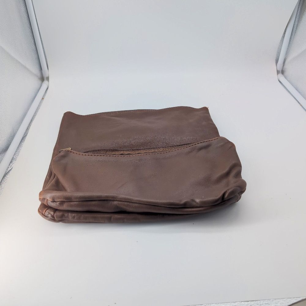 Vintage Ladies Brown Leather Bag Fold Over Purse Size ONE SIZE - 2 Thumbnail