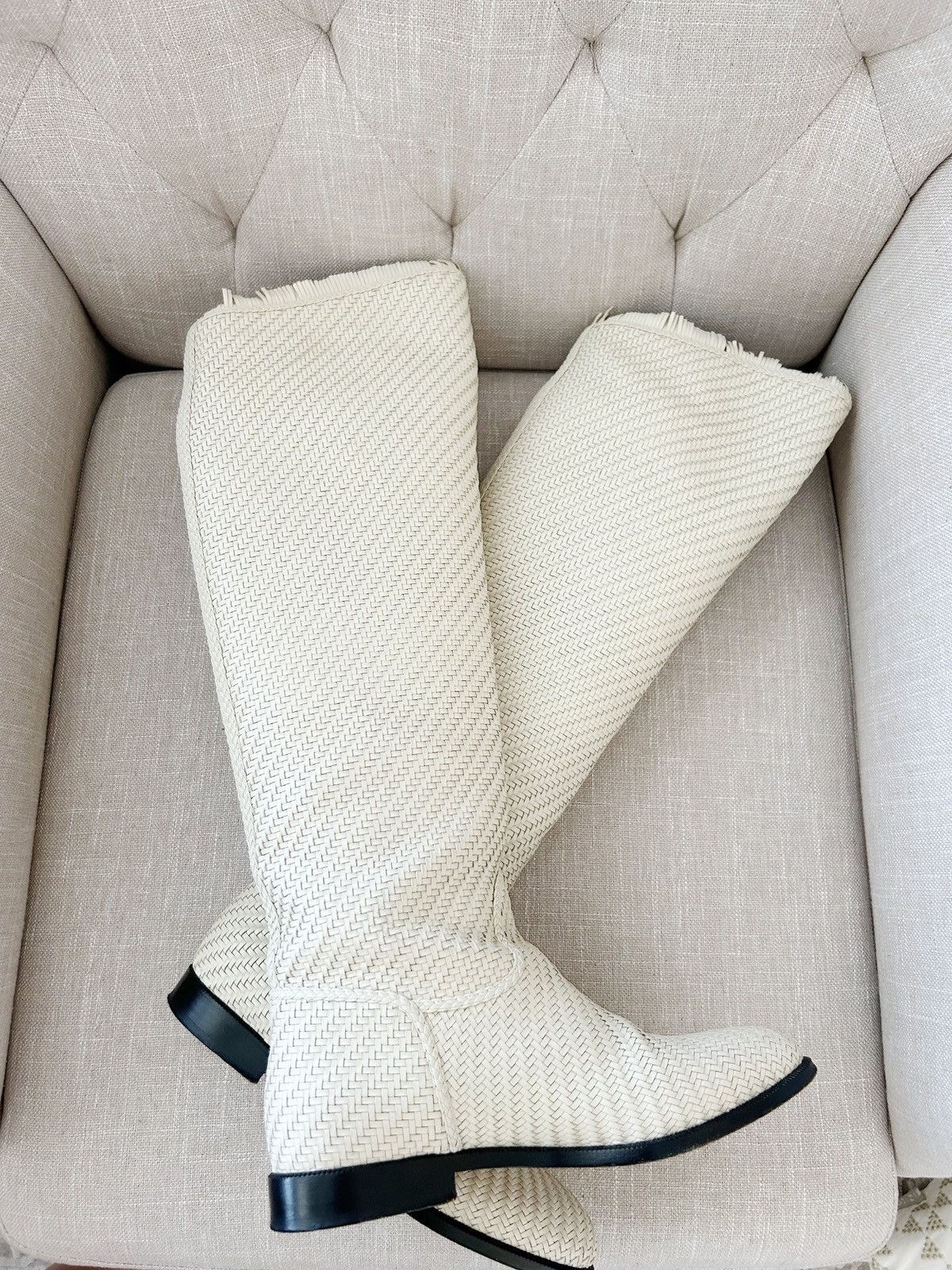 Dior Dior Leather Fringe Cream Riding Boots Size US 5.5 / IT 35.5 - 6 Thumbnail