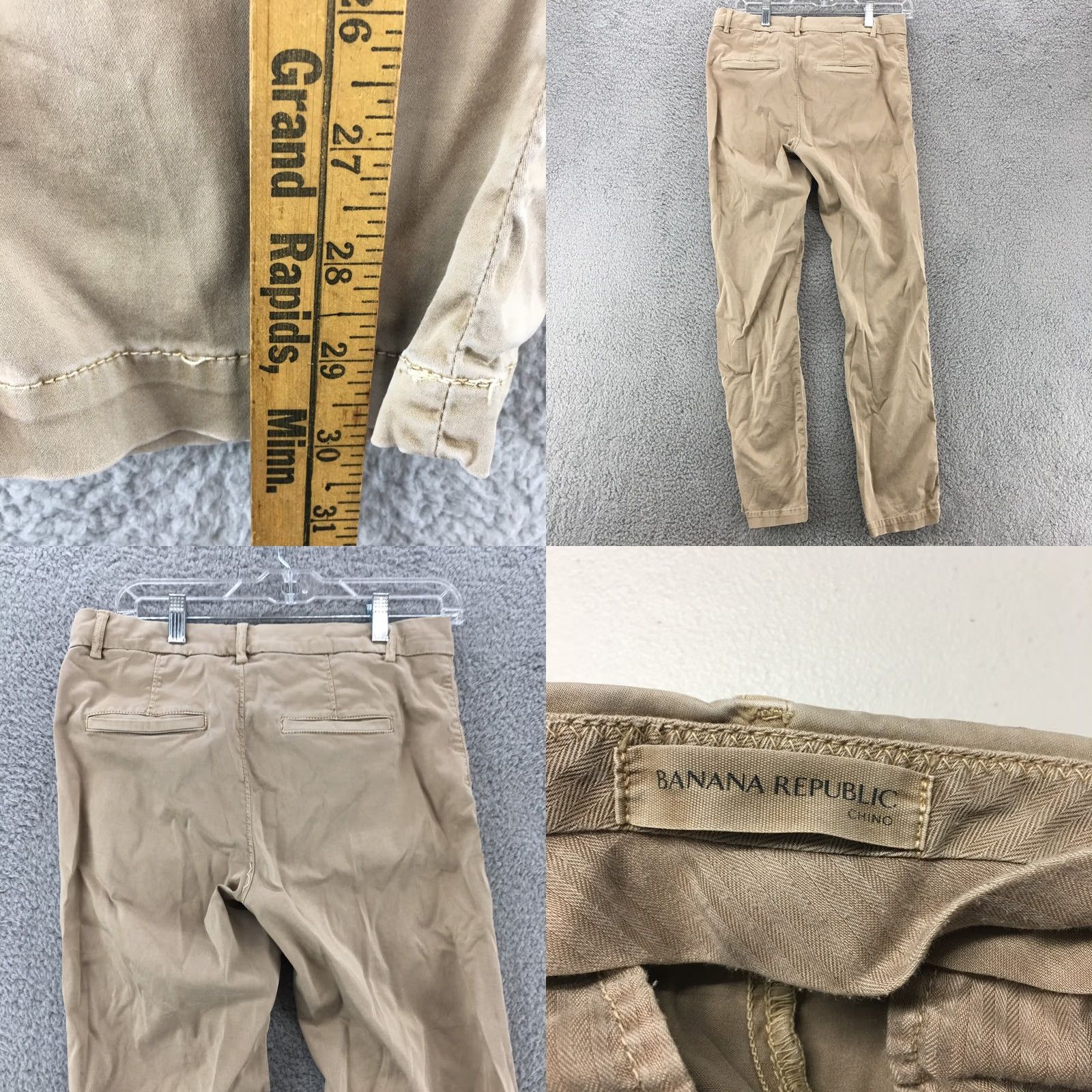 Banana Republic Banana Republic Chino Pants Mens 30.5 Regular Beige Flat Front Mid Rise Zip Fly Flat Front Chino Pants Mens Beige 30.5 in Slim Straight Vintage: No Size US 31 - 8 Thumbnail