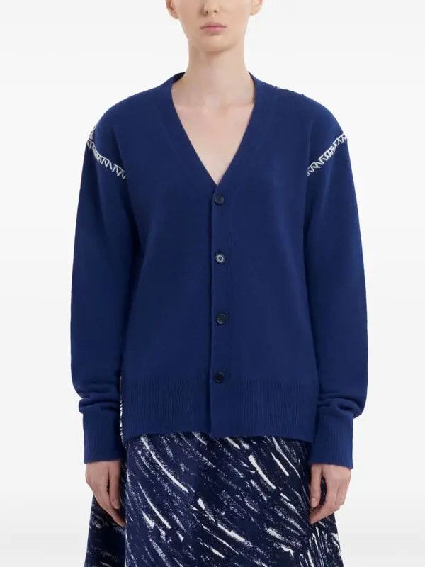 Marni o1w1db11125 Wool-Cashmere Blend Cardigan in Blue Size M / US 6-8 / IT 42-44 - 2 Thumbnail