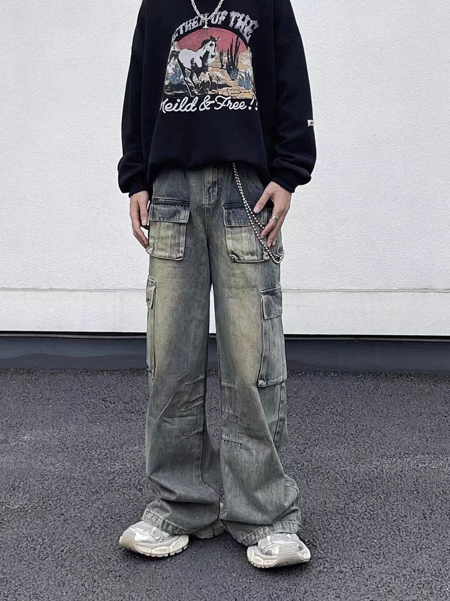 Japanese Brand × Jean Vintage Washed Workwear Straight Leg Loose Jeans Size US 32 / EU 48 - 4 Thumbnail