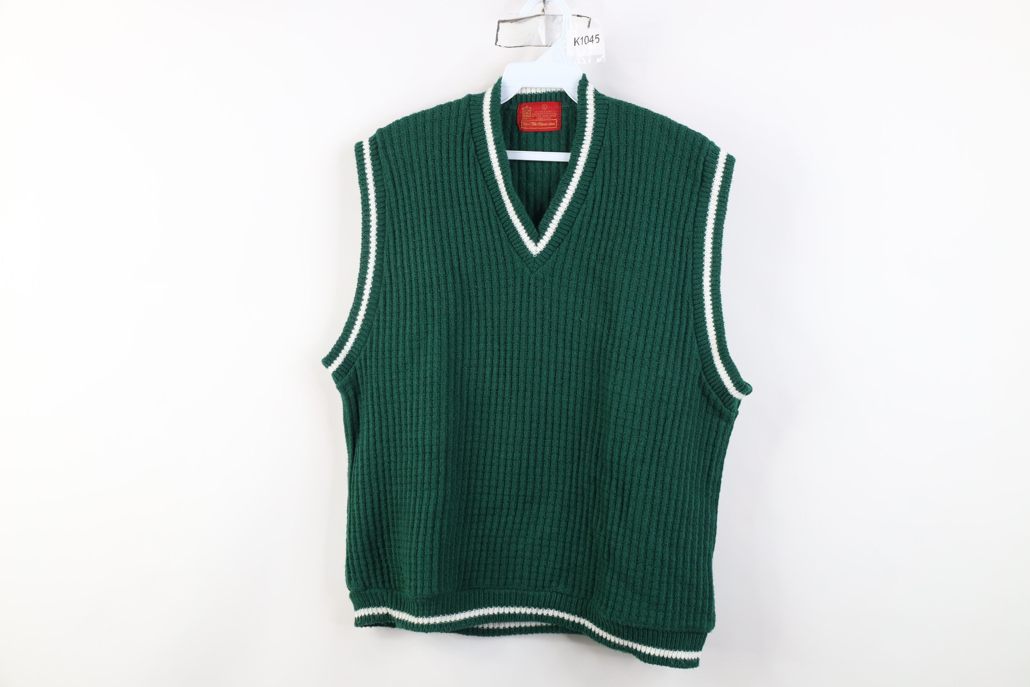 Vintage Vintage 60s Streetwear Ribbed Knit Sweater Vest Green USA Size US L / EU 52-54 / 3 - 1 Thumbnail