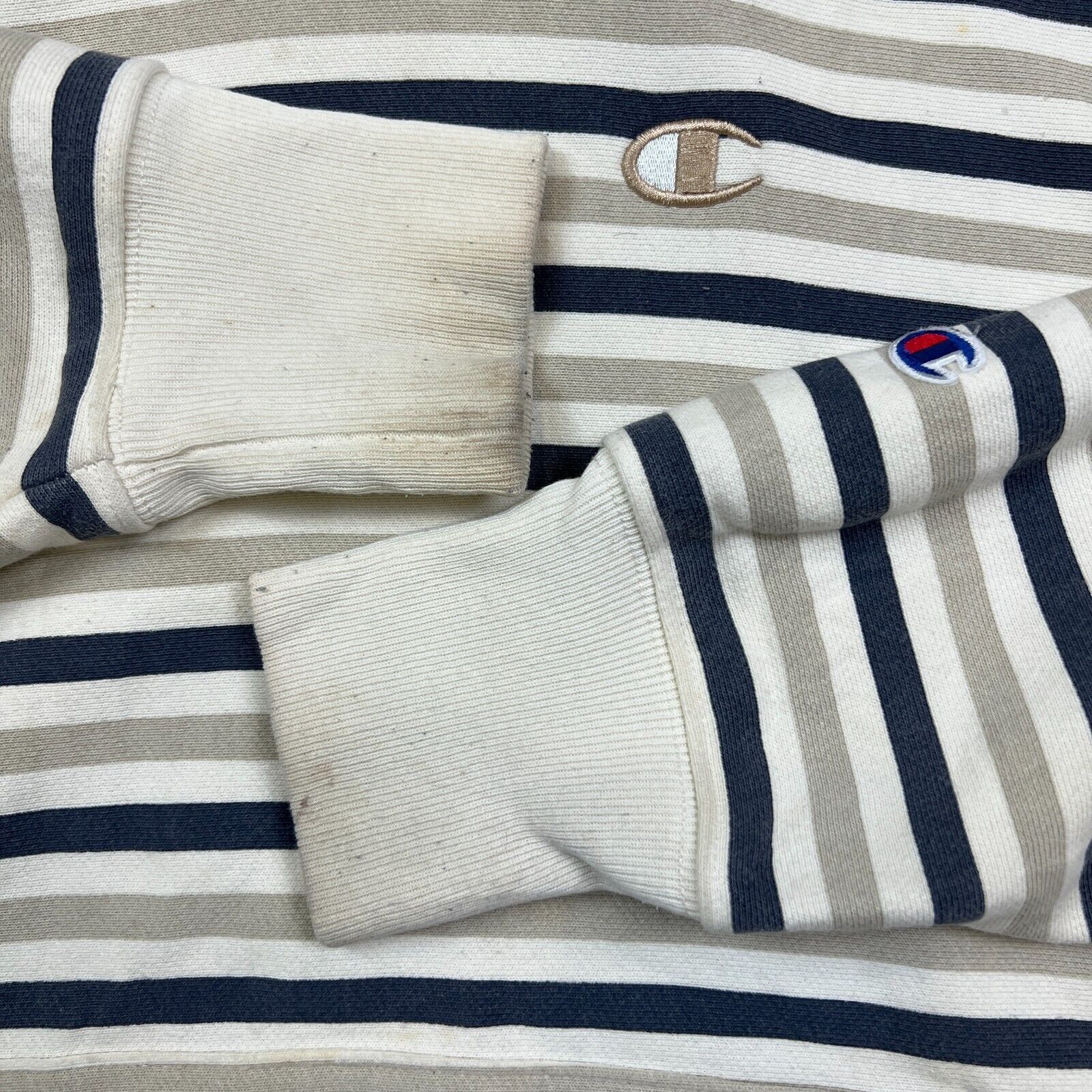 Champion × Vintage Champion Sweatshirt Medium Reverse Weave Striped Pullover Size US M / EU 48-50 / 2 - 5 Thumbnail