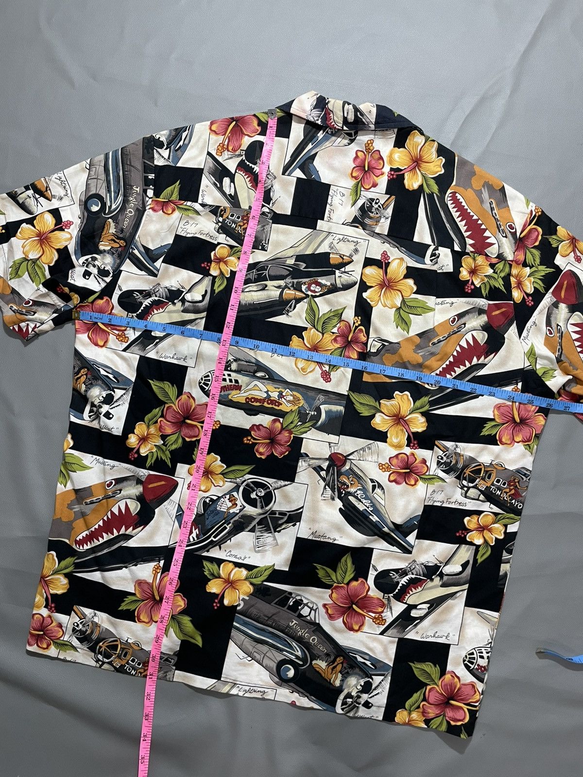 Vintage Vintage Hawaiian Shirt Military War Fly Naked Girl pattern Size US L / EU 52-54 / 3 - 7 Thumbnail