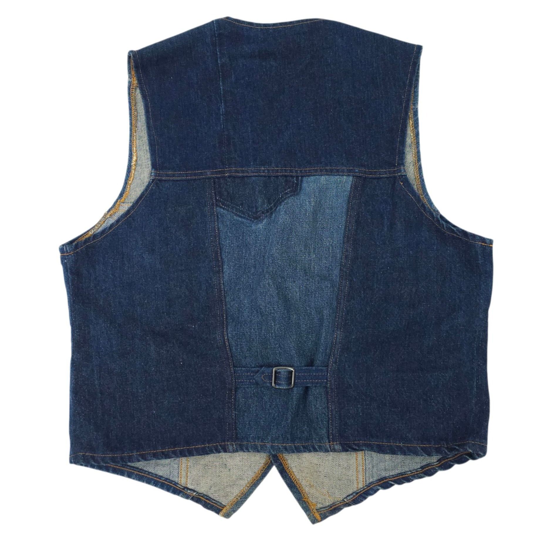 Levi's Levis Fresh Produce Patchwork Denim Vest L Buckle Back Vtg Size L / US 10 / IT 46 - 2 Thumbnail