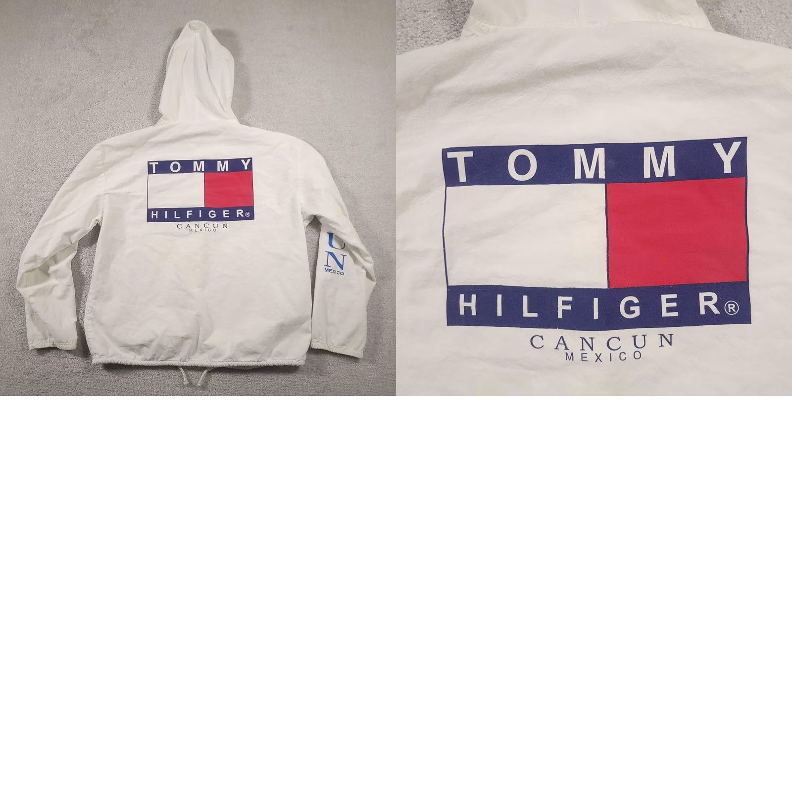 Tommy Hilfiger Tommy Hilfiger Jacket Mens L White Cancun Mexico Full Zip Hoodie Spell Out Windbreaker Light Weight Pockets Logo Zipper Size US L / EU 52-54 / 3 - 10 Thumbnail